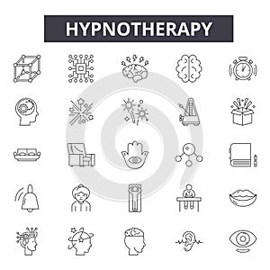 Hypnotherapy line icons, signs, vector set, outline illustration concept