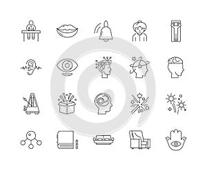 Hypnotherapy line icons, signs, vector set, outline illustration concept