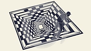 Hypnotic Abstract Geometric Pattern Creating an Optical Illusion, Mind-Bending Art, vector design Generative AI