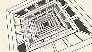 Hypnotic Abstract Square Tunnel Optical Illusion, vector design Generative AI