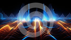 Hypnotic audio waveforms merging and diverging