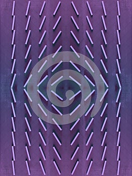 Hypnotic background with symmetrical pattern of rectangular shapes. 3d rendering digital illustration