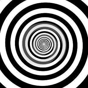 Hypnotic circles abstract white black optical illusion vector spiral swirl pattern background