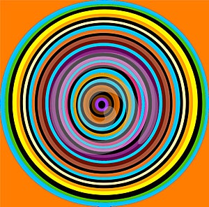 Hypnotic colored blue purple red yellow circles