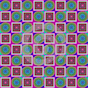 Hypnotic colored squares and cercles