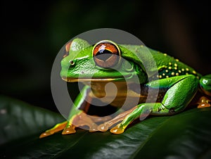 The Hypnotic Eyes of the Tree Frog in Tropical Rainforest
