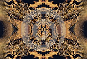 Hypnotic kaleidoscopic Black and gold pattern.