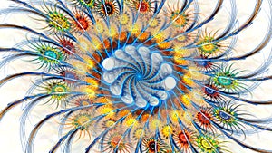 The hypnotic-magical transformation of an abstract flower into a galaxy (fractal)