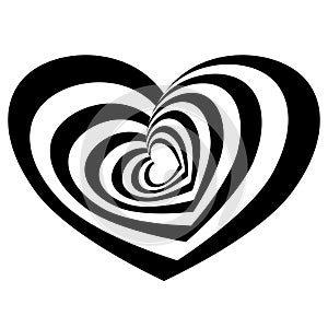 Hypnotic monochrome heart shape spiral