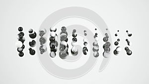 Hypnotic motion graphics of rotating waving smooth liquid monochromic spheres