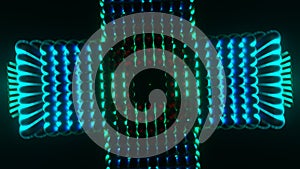 Hypnotic neon figures pulse in a dynamic VJ Loop display.