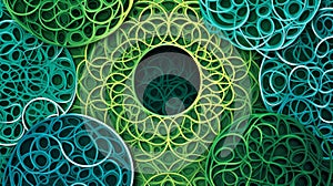 Hypnotic Organic Pattern of Interlocking Circles in Shades of Green