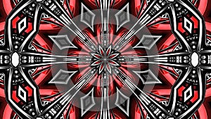 Hypnotic Rhythmic Movement Black Red Metal Shapes Kaleidoscope.