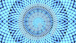 Hypnotic rhythmic movement blue shapes kaleidoscope.