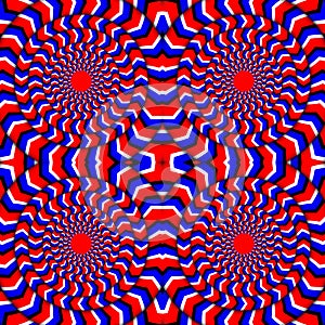 Hypnotic Of Rotation. Perpetual Rotation Illusion. Background With Bright Optical Illusions of Rotation. Optical