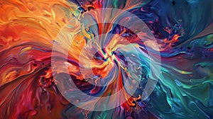 Hypnotic swirls of vibrant colors intertwining in a dynamic dance of abstract explosions