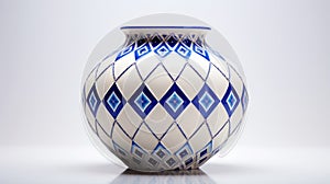 Hypnotic Symmetry: Large-scale Blue And White Painted Vase