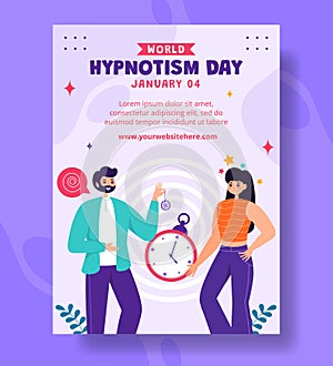 Hypnotism Day Vertical Poster Flat Cartoon Hand Drawn Templates Background Illustration photo