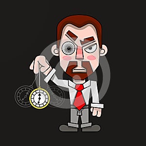 Hypnotist with a clock in a shirt and tie vector