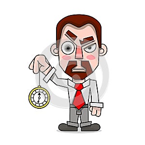 Hypnotist with a clock in a shirt and tie vector