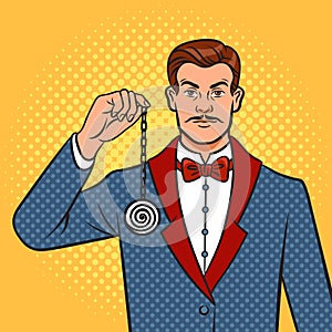 hypnotist man comic book pop art vector