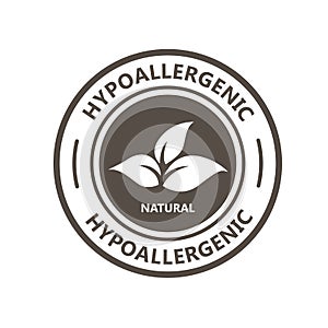 Hypoallergenic product label with leaf - hypoallergenic tested stamp photo