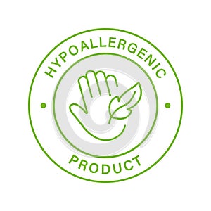 Hypoallergenic Safe Product Line Green Stamp. Safety Hypo Allergenic Cosmetic for Sensitive Skin Hygiene Outline Sticker