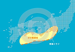 Hypocentral region map of Nankai trough earthquake