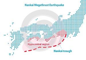 Hypocentral region map of Nankai trough earthquake