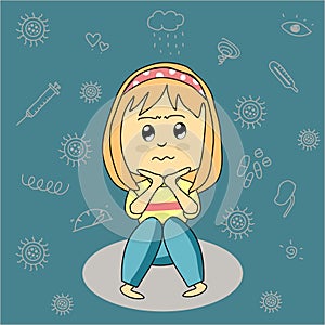 Hypochondriac in doodle style , vector photo