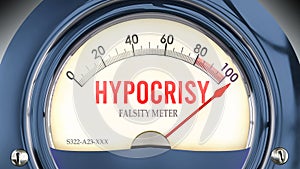 Hypocrisy and Falsity Meter that is hitting a full scale, showing a very high level of hypocrisy photo
