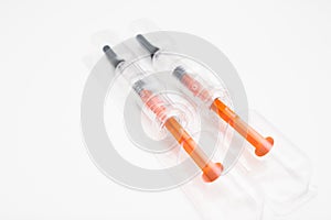 Hypodermic needle injections isolated concept