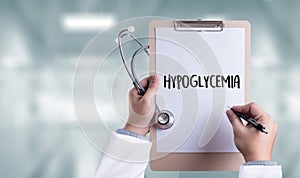 Hypoglycemia Printed Diagnosis Medical Concept photo