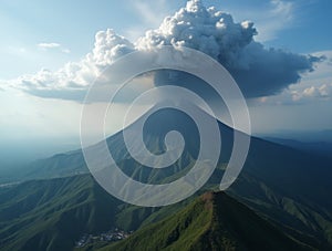 Hypothetic Conceptual: Volcanic Ash Cloud Over Volcanic Highlands