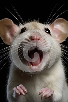Hysterically laughing mouse, close-up portrait photo