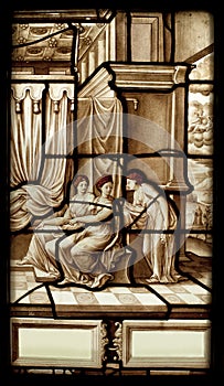Hystory of psyche stained glass window photo