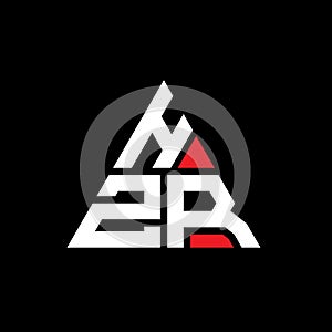 HZR triangle letter logo design with triangle shape. HZR triangle logo design monogram. HZR triangle vector logo template with red