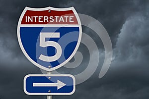 I-5 interstate USA highway road sign