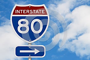 I-80 interstate USA highway road sign