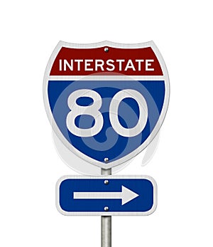 I-80 interstate USA highway road sign