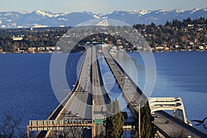 I-90 Bridge Bellevue Cascade Mountains photo