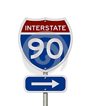 I-90 interstate USA highway road sign