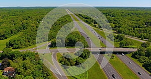 I-95 highway aerial view, Newbury, Massachusetts, USA
