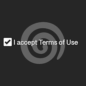 I accept terms of use web checkbox. accepting new terms, conditions, corrections in agreement, vector illustration