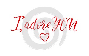 I adore you. lettering. calligraphy vector illustration