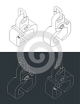 I-beam gripper isometric blueprints