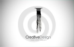 I Brush Stroke Letter Logo Design. Black Paint Logo Leters Icon.