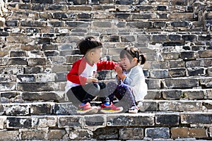 Children playing on the Great WallÃ¯Â¼ÅBeijingÃ¯Â¼ÅChina