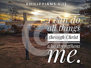 I can do all things through Christ who strengthens me with sunset background design for Christianity.