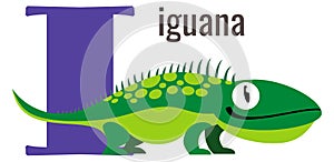 I card. Alphabet letter with iguana animal